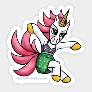 Green + Grey Dancer Unicorn - Original Illustration Sticker